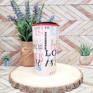 Starbucks Love Is Love Pride Double Wall Ceramic Travel To-Go Mug Lid 12